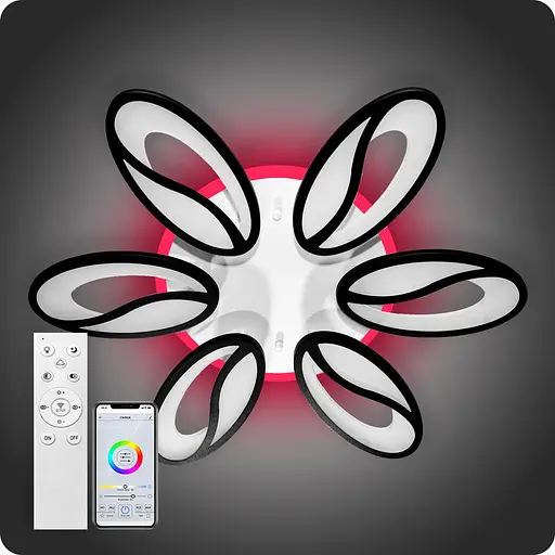 Люстра світлодіодна 517 Light 3color з пультом 130Вт Чорний (01923) - фото 2