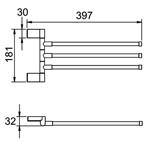 Тримач для рушника поворотний потрійний Frap F1813 з 2-ма накладками 397 мм білий/хром Хром - фото 2