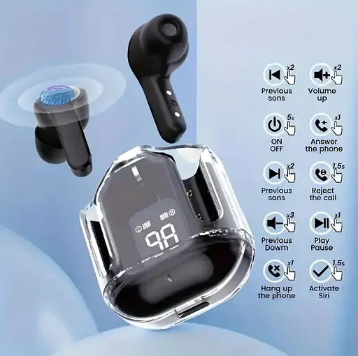 Беспроводные Bluetooth-наушники с цифровым дисплеем и Hi-Fi T2 TWS  звуком Черные - фото 2