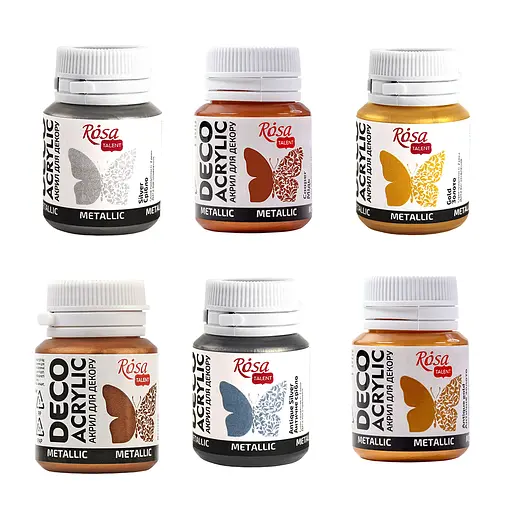 Акрил для декору Срібло (56), металік 20 мл Rosa Talent - фото 2