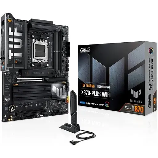 Материнская плата Asus AM5 TUF Gaming X870-PLUS WIFI, X870, 4xDDR5, Int. Realtek 2.5Gb, HDMI/2xType-C, ATX - фото 2