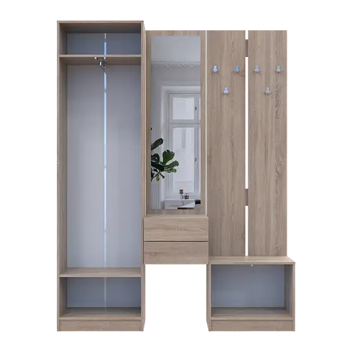 Прихожая Doros Сола Дуб Сонома/Белый ДСП / зеркало 165х40х215 (42005147) - фото 6