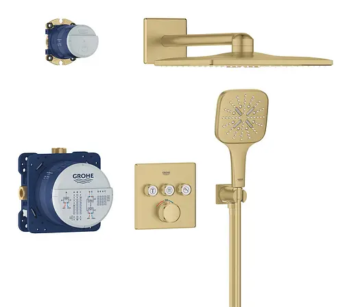 Душова система прихованого монтажу Grohe Grohtherm Smartcontrol з Rainshower SmartActive 310 Cube 34864GN0, Золотий - фото 2