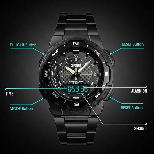 Чоловічий годинник Skmei 1370 Marshal Чорні - фото 5
