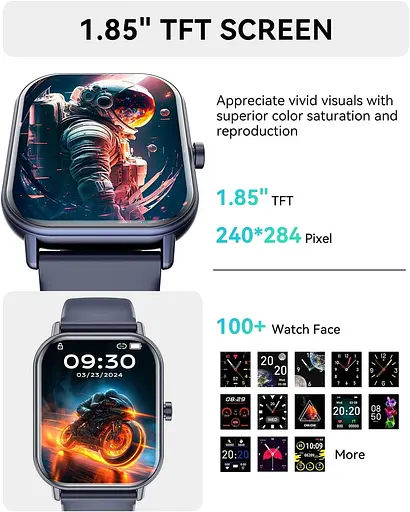 Розумний годинник (відповісти/скликати), 2024 Найновіший 1,85" Розумний годинник для чоловіків і жінок IP67 Водонепроникний - фото 2