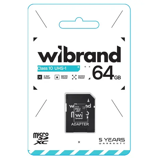 Карта пам'яті microSDXC (UHS-1) Wibrand 64Gb class 10 (adapter SD) - фото 2