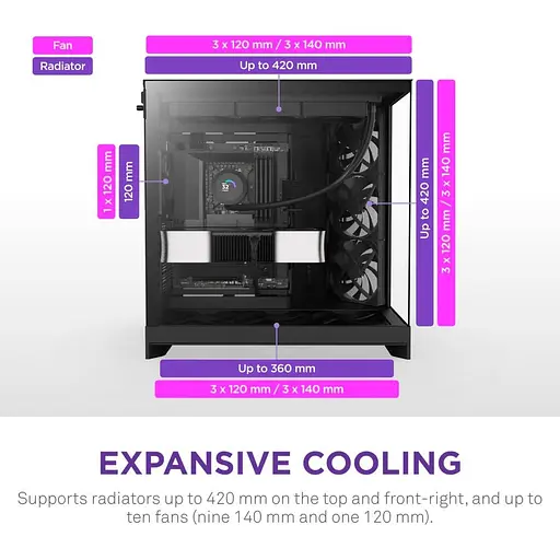 Корпус NZXT H9 Flow из закаленного стекла без блока питания, черный (CM-H92FB-01) - фото 3