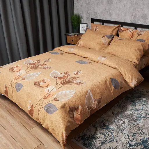 Комплект постільної білизни Moon&Star Микросатин Premium Amber Leaf Сімейний 160х220х2 наволочки 4х70х70 - фото 1