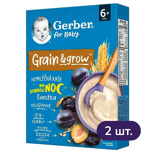 Безмолочна каша Gerber вівсяно-пшенична з чорносливом 400 г (2 шт. х 200г) - фото 1