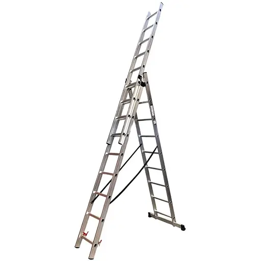 Лестница алюминиевая трехсекционная GTM KME309 3x9 ступеней 2.45-5.69м (KME309) (39946) - фото 1