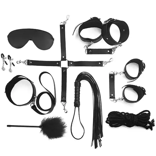 Набор Art of Sex - BDSM Set Leather, 10 предметов, натуральная кожа, Черный - фото 2