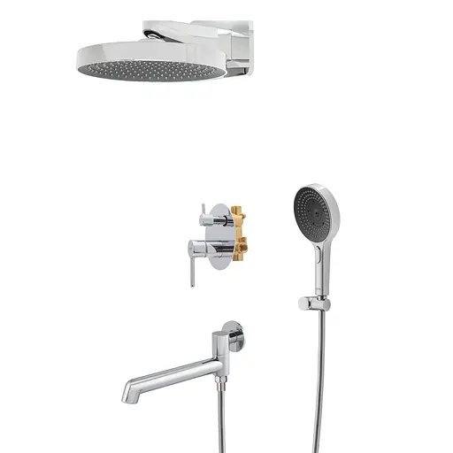 Душова система прихованого монтажу Koer KB-66029-01 3 функції Black KR5483, Хром - фото 4