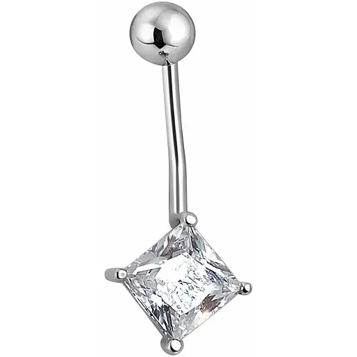 Серебряная серьга для пирсинга пупка с фианитами. 818-2104Р - фото 1