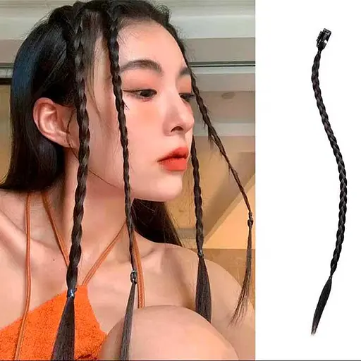 Накладные тонкие косы на шпильке (канекалон) 45 см. Брюнет K0864-1 - фото 3