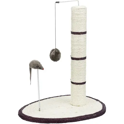 Когтеточка-столбик Trixie для кошек с игрушкой на веревке и мышкой на пружине 40х30х50 см [CD] в ассортименте - фото 3
