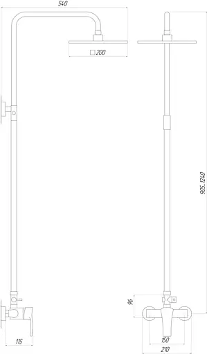 Душова система Globus Lux GLQU-0077, Хром - фото 5