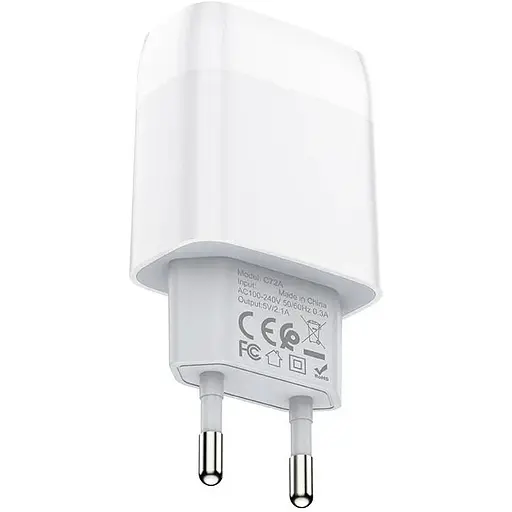 Зарядний пристрій Hoco C72A Glorious (1USB, 2.1А) White (6931474713001) + кабель MicroUSB - фото 7