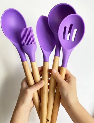 Набір кухонного приладдя Silicone kitchen utensils set 12 предметів Фіолетовий - фото 2