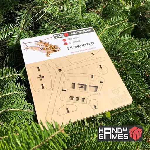 Дерев'яний конструктор Гелікоптер 18 деталей - фото 2