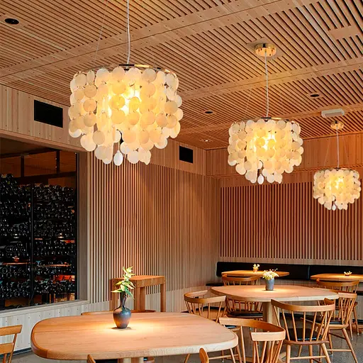 Кругла золота люстра ATHELIA із перламутровими пластинами Ø 45 см | Арт. 1537-450 GD | Line F - фото 1