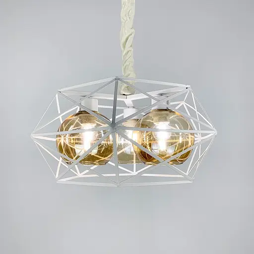 Люстра в білому корпусі з плафонами янтар або графіт Line.F Колір плафона Янтарний - фото 2