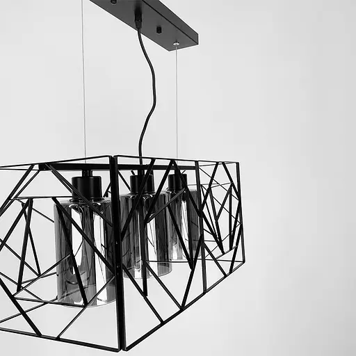 Світильник Лофт у чорному корпусі на 3 графітових плафони | Арт. 12120/3 BK+GR | Line F - фото 2