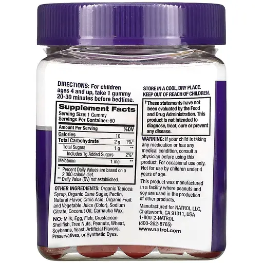 Набор: мелатонин для детей Natrol от 4 лет со вкусом ягод 1 мг 60 конфет (NTL07692) + мелатонин Natrol с цитрусовым вкусом 10 мг 60 таблеток для рассасывания - фото 3
