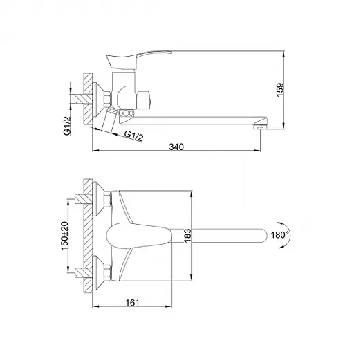 F22001 Змішувач для ванни довгий гусак Ø40 Frap 1/10 Хром - фото 2