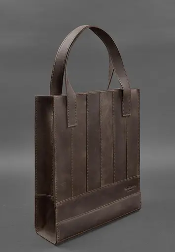 Шкіряна жіноча сумка шоппер Бетсі темно-коричнева - фото 3