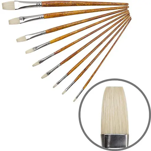 Пензель щетина плоска Grace 2023F № 2 довга ручка Kolos