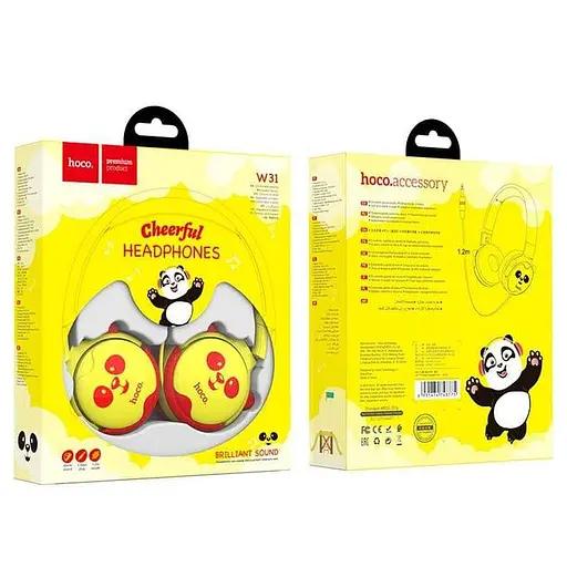 Проводные наушники Hoco W31 Children headphones, 3.5mm, 1.2m, yellow - фото 4