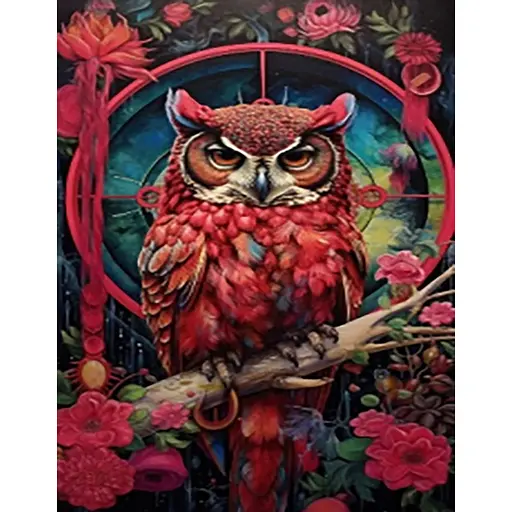 Алмазна мозаїка Strateg ПРЕМІУМ Сова у квітах без підрамника розміром 40х50 см (JSFH85881) - фото 1