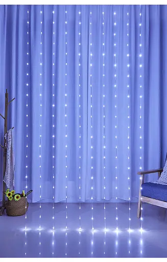 Гирлянда штора LED Star Sun Lamp большие капли росы 3х2.5 метра 200 led c пультом - фото 6