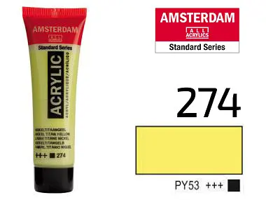 Фарба акрилова Amsterdam 274, Нікелево-титановий жовтий 20 мл - фото 2