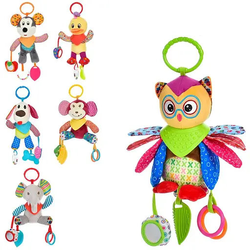 Підвіска на коляску тварина/пташка, прорізувач, плюш, 20x21x7 см (В асортименті) - фото 2