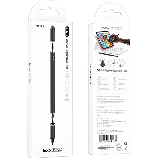 Стилус Hoco GM111 Cool Dynamic series 3в1 Passive Universal Capacitive Pen Black (105626) - фото 5