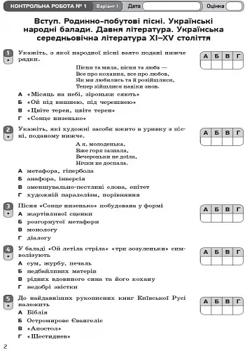 Контроль навчальних досягнень. Українська література 9 клас - фото 3