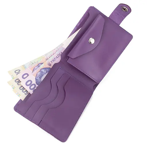 Гаманець жіночий шкіряний фіолетовий на кнопці Handycover HC0042 - фото 6