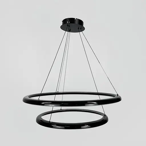 Современная подвесная люстра с двумя черными кольцами Ø 80+60 см Line F | Ст. MJ341-800+600 BK - фото 8