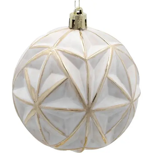 Комплект елочных шариков Chomik пластиковые 8 см бело-золотистые 4 шт. (BIK7243) - фото 3