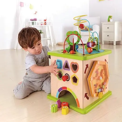 Детский развивающий Hape Куб Сельские зверьки E1810 Бизикуб деревянный - фото 5