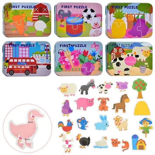 Пазли дитячі в металевому пеналі, MD1885 (В асортименті) - фото 7