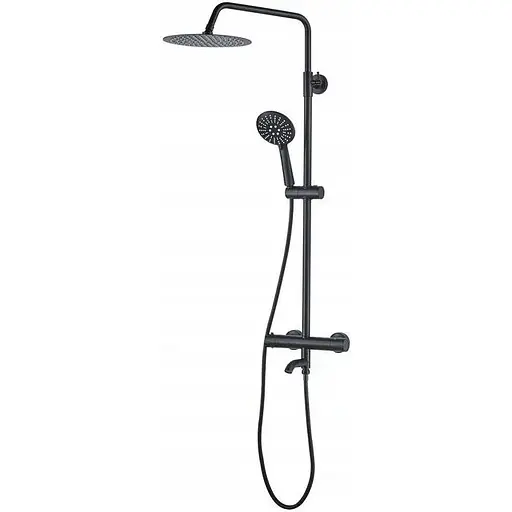 Душова система Rea Lungo black чорний з термостатом REA-P4113, Чорний - фото 1