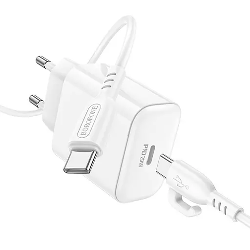 МЗП Borofone BA81A PD20W (1USB-C) + Type-C to Type-C White - фото 2