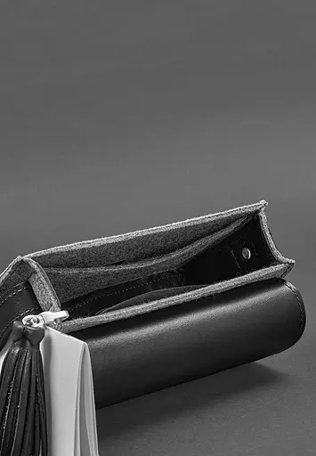 Фетрова жіноча бохо-сумка Лілу з шкіряними чорними вставками - фото 4