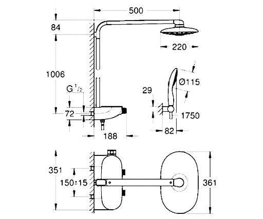 Душова система Grohe Rainshower Smartcontrol 26250000, Хром - фото 3