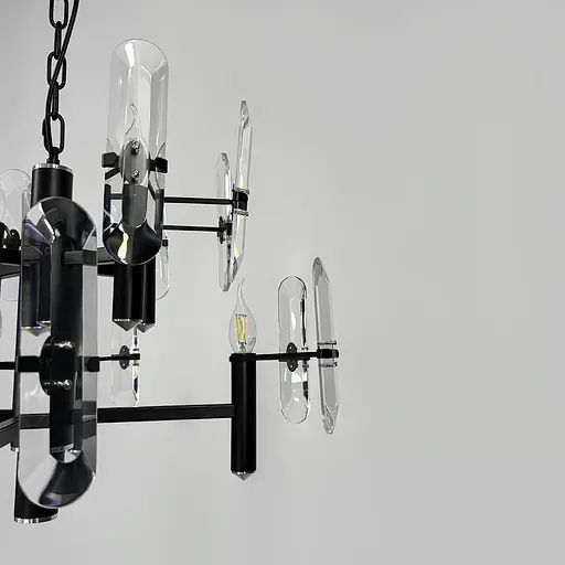 Двоярусна люстра з видовженим камінням на 8 ламп Ø 65 см | Арт. MD 2008-4+4B | Line F - фото 2