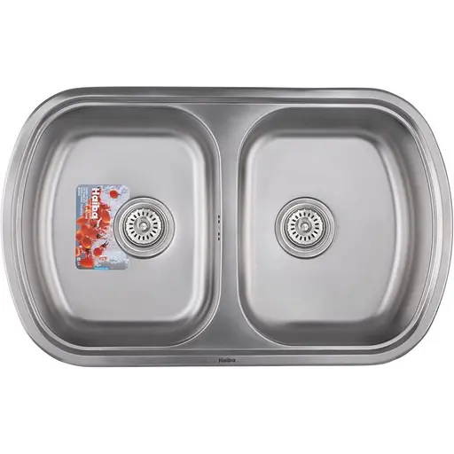 Мойка кухонная HAIBA 80x49 DOUBLE satin (HB0652) - фото 1