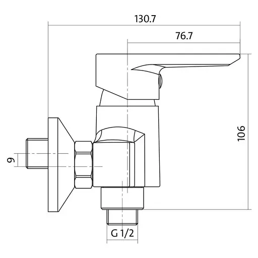 Змішувач для душу Cersanit Vero S951-028 одноважільний Хром 30412 - фото 2
