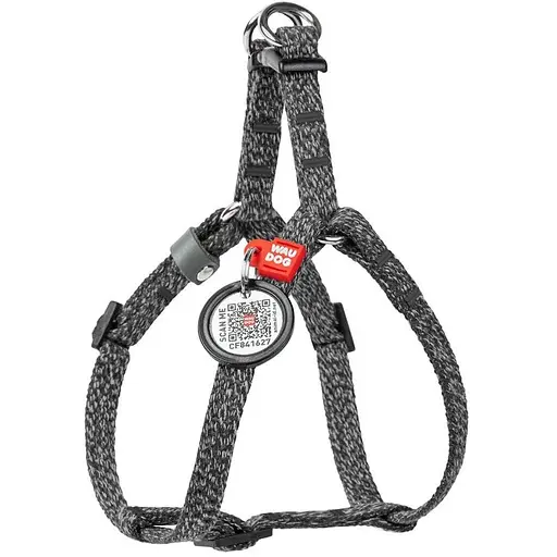 Шлея для котів та дрібних порід собак Waudog Re-cotton з відновленої бавовни та QR паспортом, світловідбиваюча